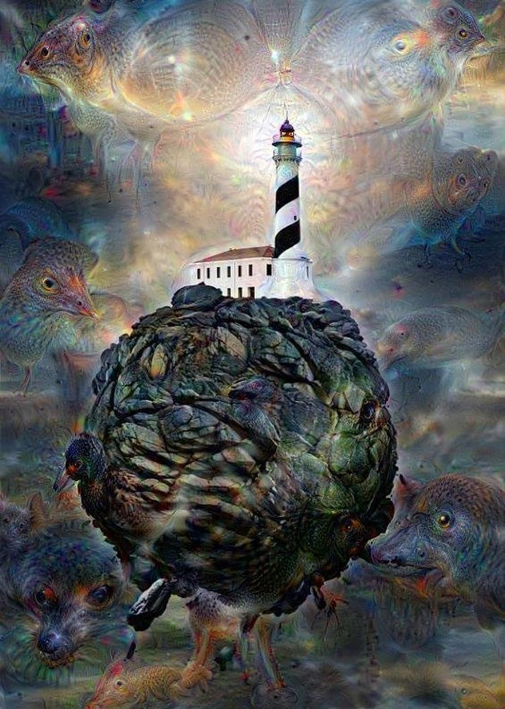  Deep Dream Without Gravity - Lighthouses Rock! Original image by Christian Olivares
